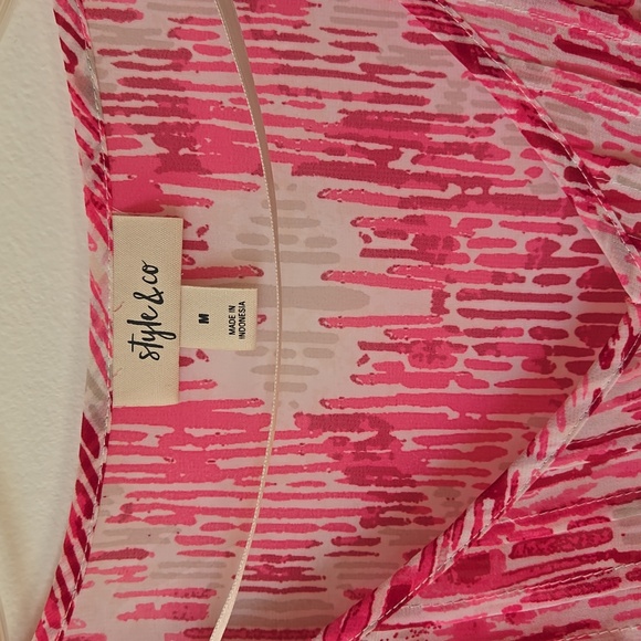 2/$12 Sheer Pink Patterned Women's Top - Picture 3 of 6